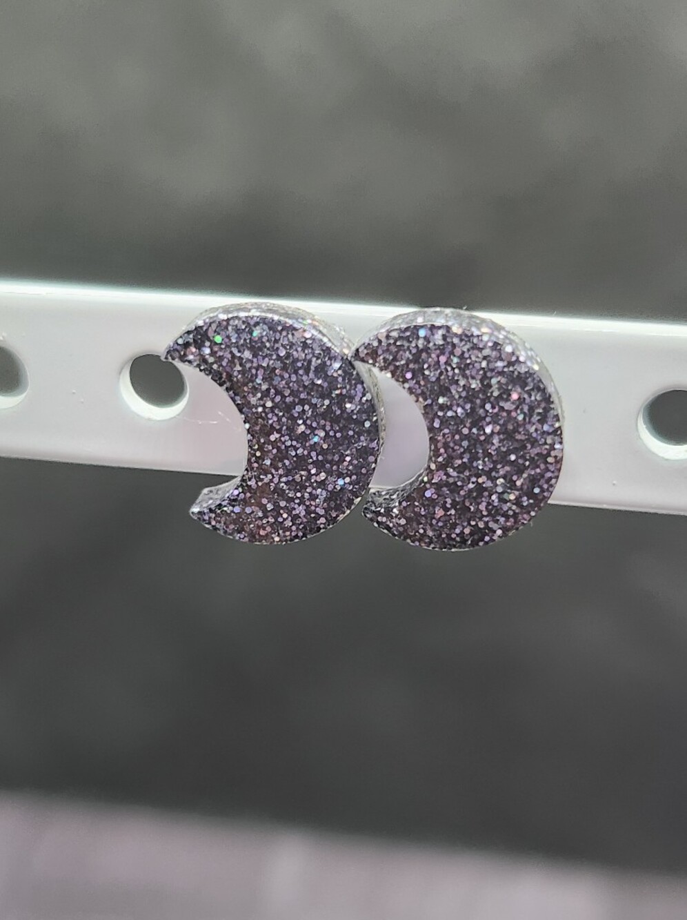 Resin Crescent Moon Stud Earrings